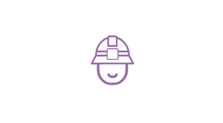 Purple firefighter icon wearing protective head gear.