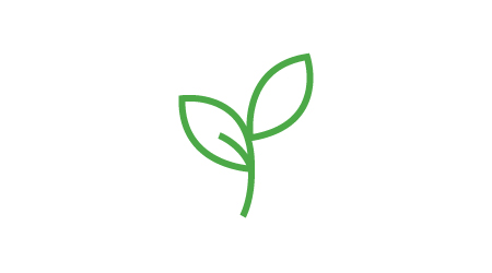 Green leaf icon representing sustainability.